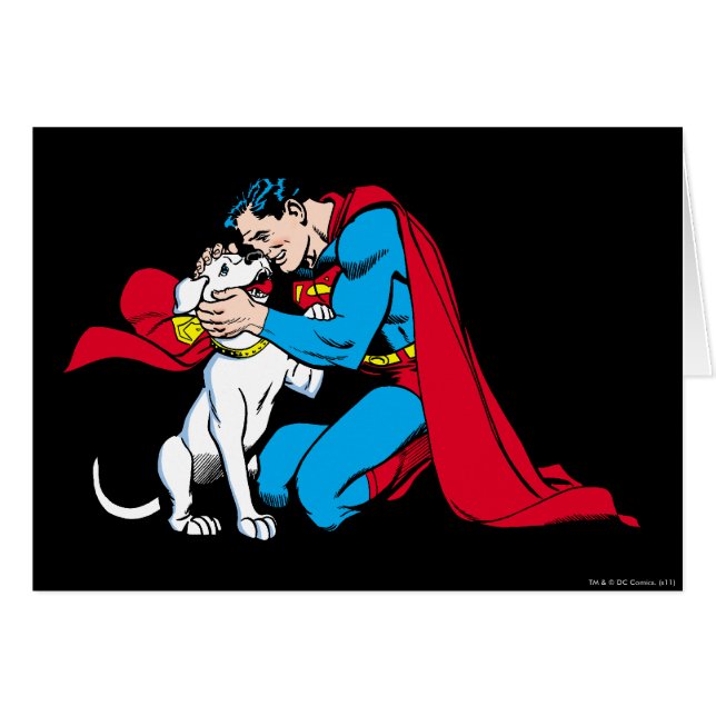 Superman och Krypto Hälsningskort (Framsidan Horizontal)