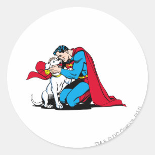 Superman och Krypto Runt Klistermärke