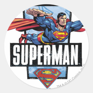 Superman och Logotyp Borderade Runt Klistermärke