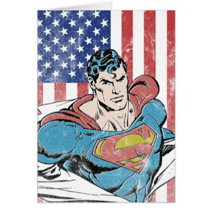 Superman och US-Flagga Hälsningskort
