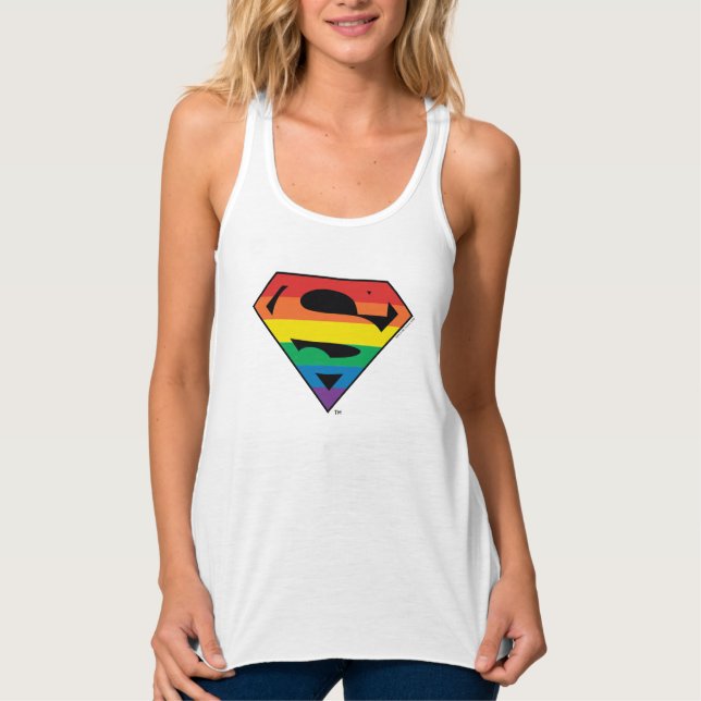 Superman Rainbow Logotyp Linne Med Racerback (Framsida)
