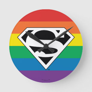 Superman Rainbow Logotyp Rund Klocka