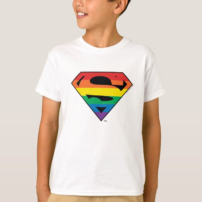 Superman Rainbow Logotyp T Shirt (Framsida)