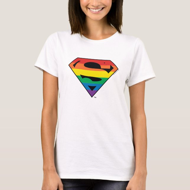 Superman Rainbow Logotyp T Shirt (Framsida)