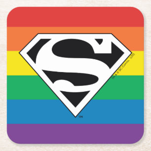 Superman Rainbow Logotyp Underlägg Papper Kvadrat