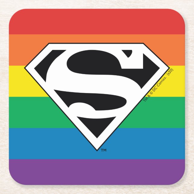 Superman Rainbow Logotyp Underlägg Papper Kvadrat (Framsidan)
