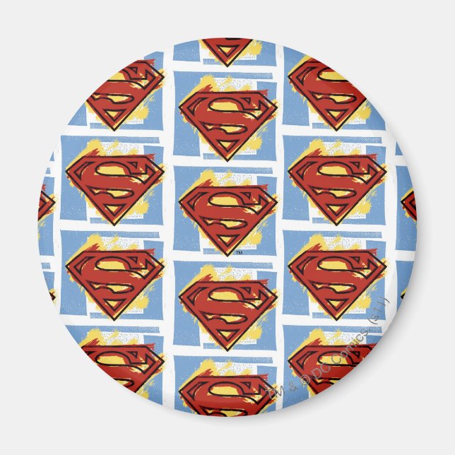 Superman Red och Blue Mönster Magnet (Framsidan)