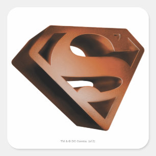 Superman S-Shield 3D-kornig Logotyp Fyrkantigt Klistermärke