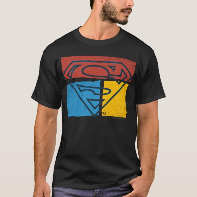 Superman S-Shield | Blockerad röd Gult, Logotyp T-shirt (Framsida)