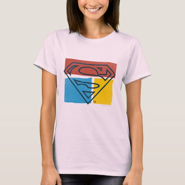 Superman S-Shield | Blockerad röd Gult, Logotyp Tee (Framsida)