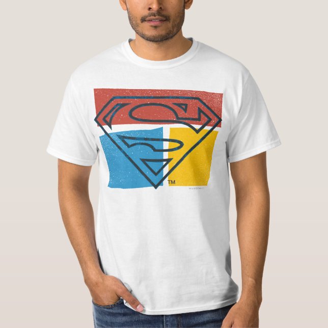 Superman S-Shield | Blockerad röd Gult, Logotyp Tee Shirt (Framsida)