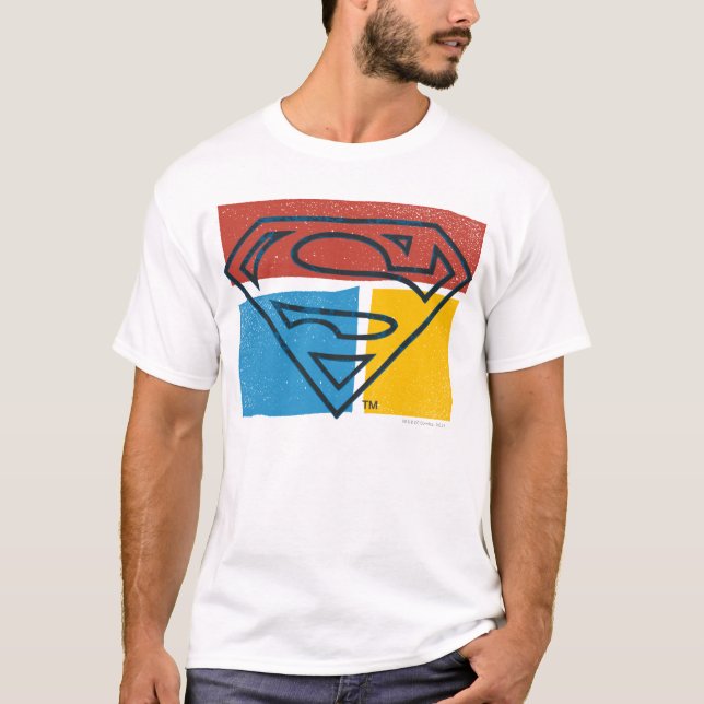 Superman S-Shield | Blockerad röd Gult, Logotyp Tee Shirt (Framsida)