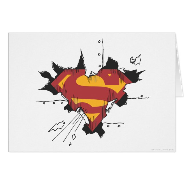 Superman S-Shield | Broken Metall Logotyp Hälsningskort (Framsidan Horizontal)