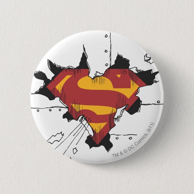 Superman S-Shield | Broken Metall Logotyp Knapp (Framsida)