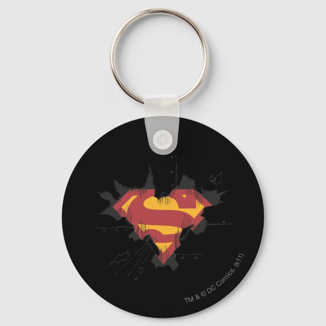 Superman S-Shield | Broken Metall Logotyp Nyckelring (Framsida)