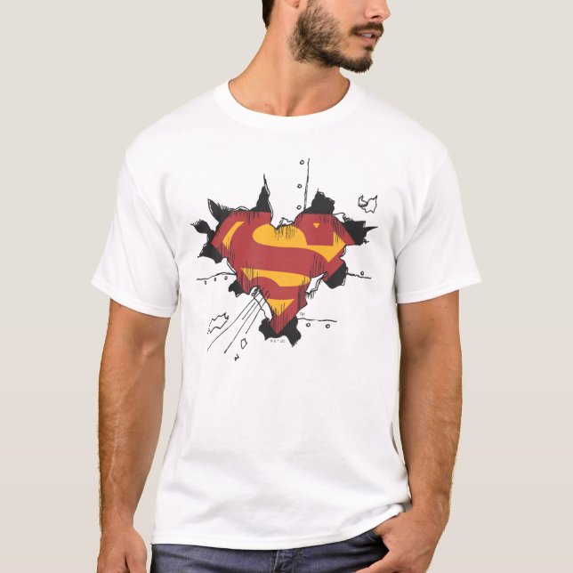 Superman S-Shield | Broken Metall Logotyp T-shirt (Framsida)