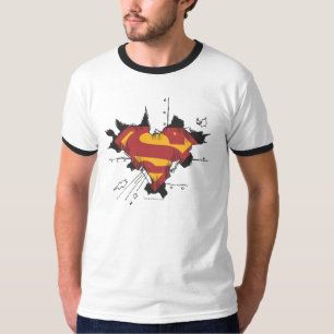 Superman S-Shield Broken Metall Logotyp Tee Shirt