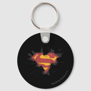 Superman S-Shield Bruten Metall Logotyp Nyckelring