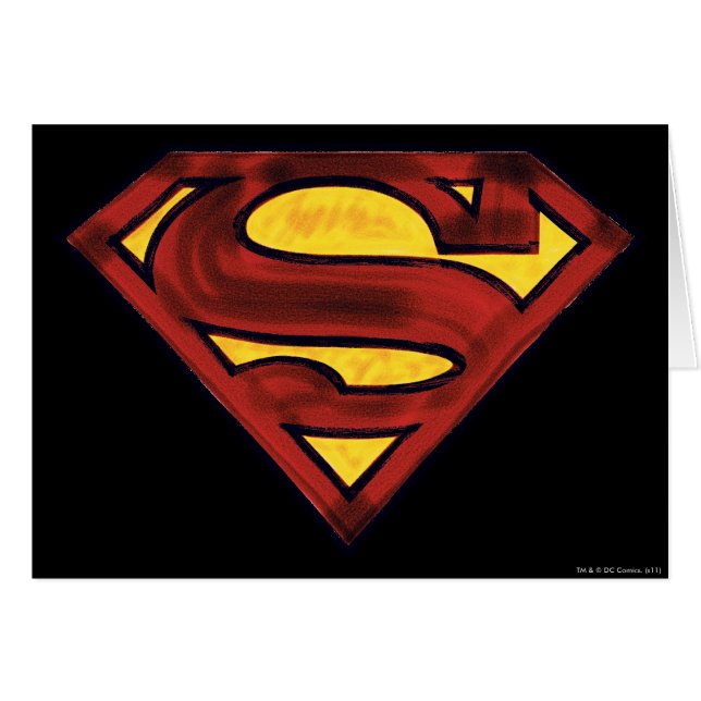 Superman S-Shield | Darkerad röd Logotyp Hälsningskort (Framsidan Horizontal)