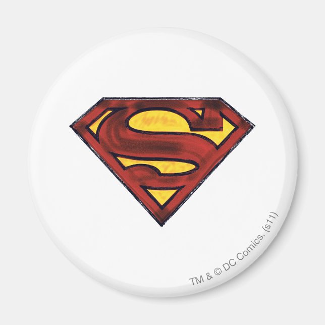 Superman S-Shield | Darkerad röd Logotyp Magnet (Framsidan)