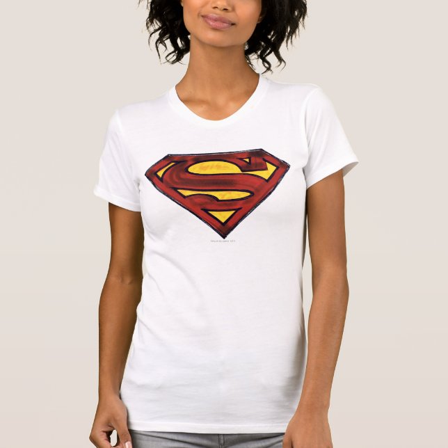 Superman S-Shield | Darkerad röd Logotyp T-shirt (Framsida)