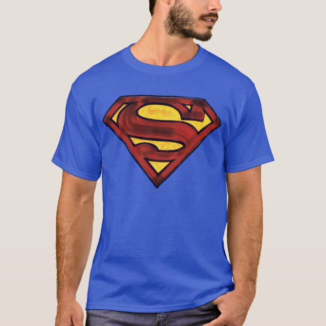 Superman S-Shield | Darkerad röd Logotyp Tee Shirt (Framsida)