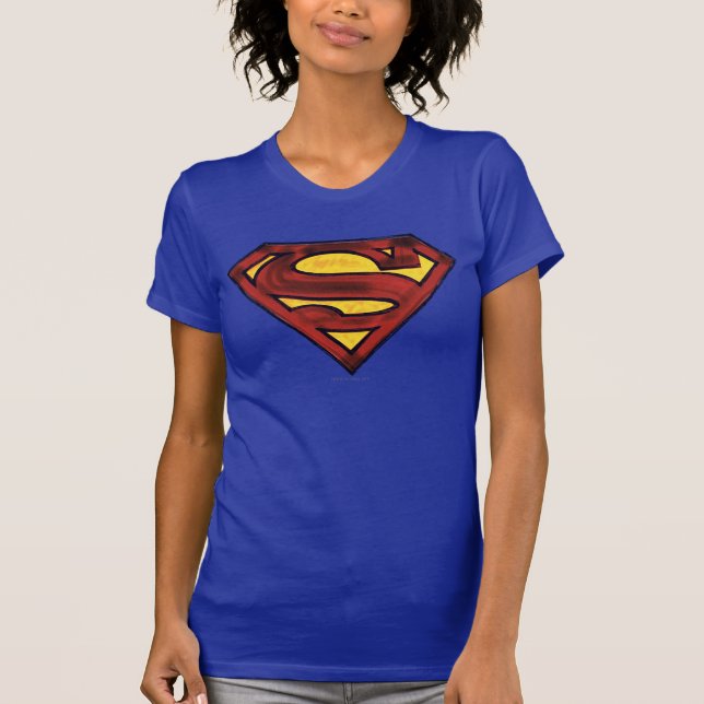 Superman S-Shield | Darkerad röd Logotyp Tee Shirt (Framsida)