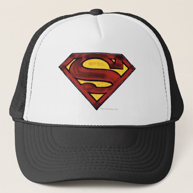 Superman S-Shield | Darkerad röd Logotyp Truckerkeps (Framsida)