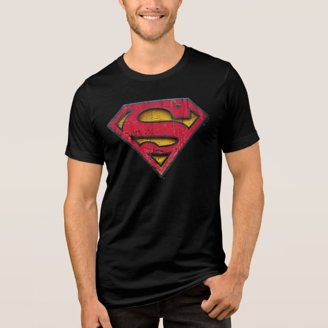 Superman S-Shield | Distressad Logotyp T Shirt (Framsida)