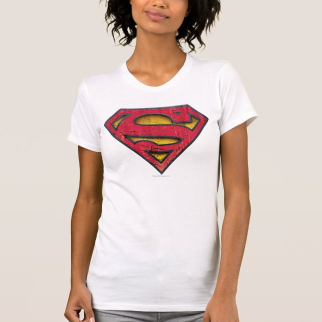 Superman S-Shield | Distressad Logotyp Tee (Framsida)