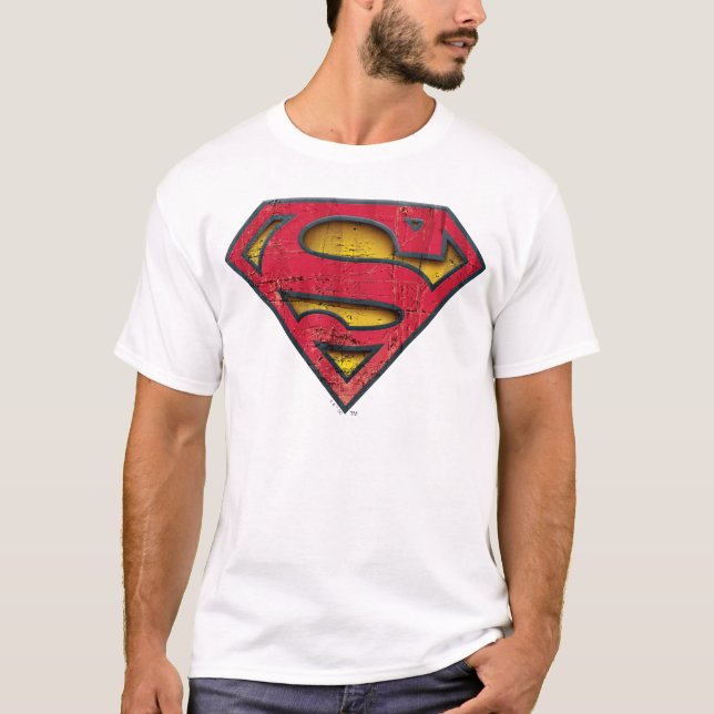Superman S-Shield | Distressad Logotyp Tee (Framsida)