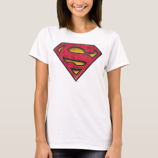 Superman S-Shield | Distressad Logotyp Tee (Framsida)