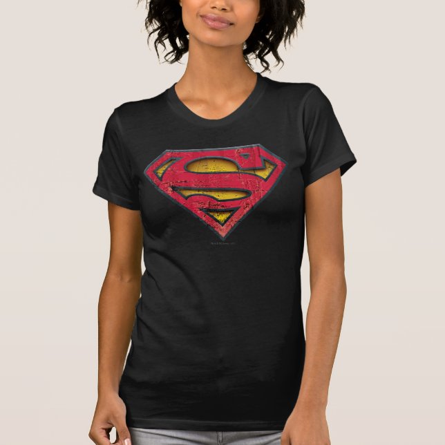 Superman S-Shield | Distressad Logotyp Tee (Framsida)
