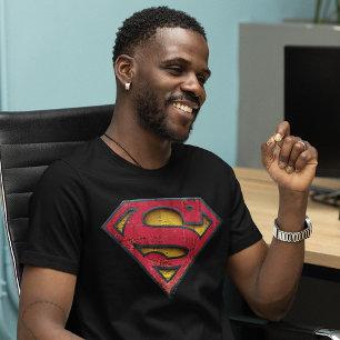 Superman S-Shield   Distressad Logotyp Tee Shirt