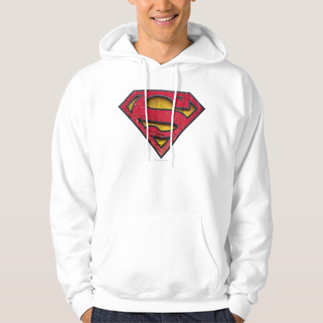 Superman S-Shield | Distressad Logotyp Tröja Med Luva (Framsida)