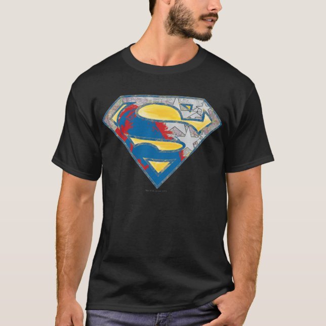 Superman S-Shield | Grått Gult Red Black Mix Logot Tröja (Framsida)