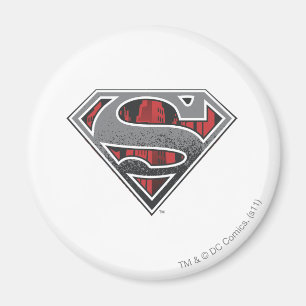 Superman S-Shield Grått och Red City Logotyp Magnet