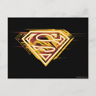 Superman S-Shield   Gult och röd Logotyp Vykort