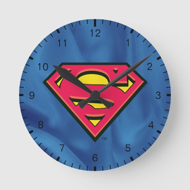 Superman S-Shield | Klassisk Logotyp Rund Klocka (Framsida)