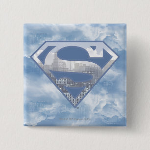 Superman S-Shield Light Blue City Logotyp Knapp