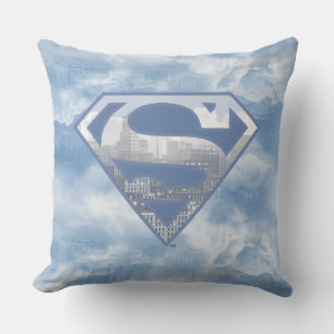 Superman S-Shield Light Blue City Logotyp Kudde