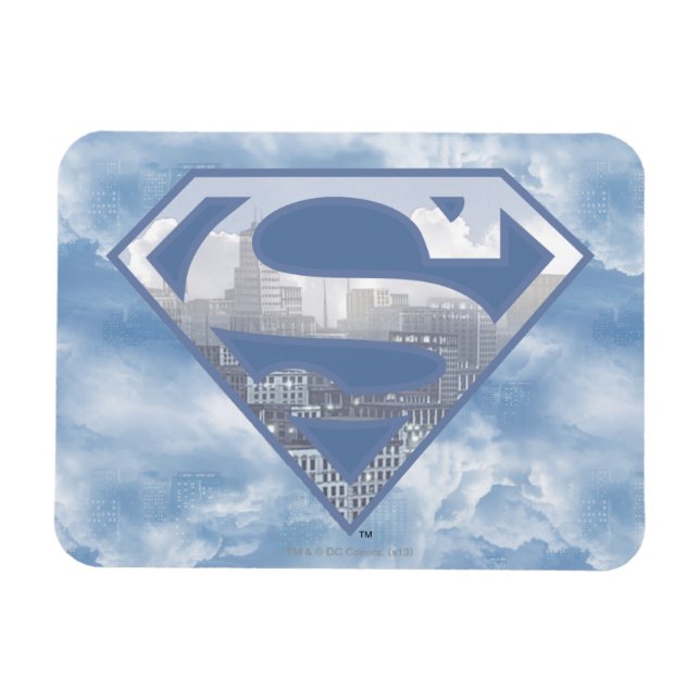 Superman S-Shield | Light Blue City Logotyp Magnet (Horisontell)