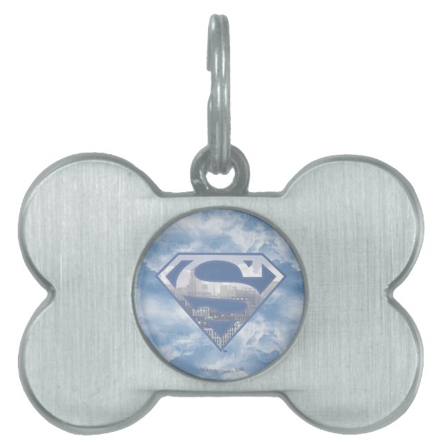 Superman S-Shield | Light Blue City Logotyp Namnbricka Husdjur (Framsidan)