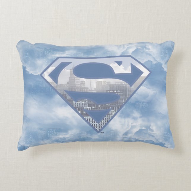 Superman S-Shield | Light Blue City Logotyp Prydnadskudde (Framsidan)