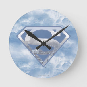 Superman S-Shield Light Blue City Logotyp Rund Klocka