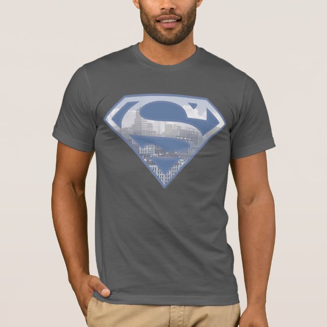 Superman S-Shield | Light Blue City Logotyp T-shirt (Framsida)