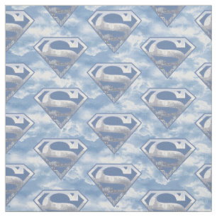Superman S-Shield Light Blue City Logotyp Tyg