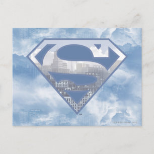 Superman S-Shield   Light Blue City Logotyp Vykort