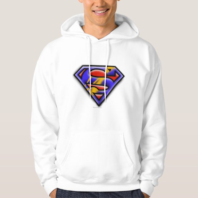 Superman S-Shield | Lila Airbrush Logotyp Hoodie (Framsida)
