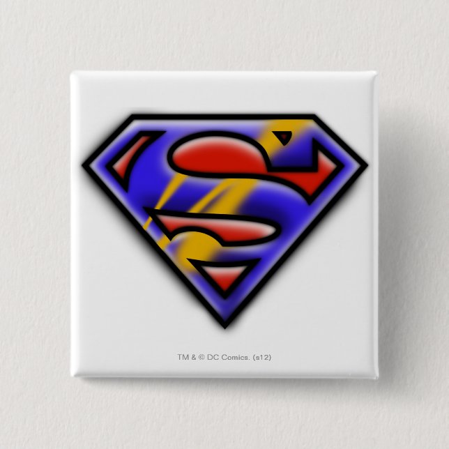 Superman S-Shield | Lila Airbrush Logotyp Knapp (Framsida)